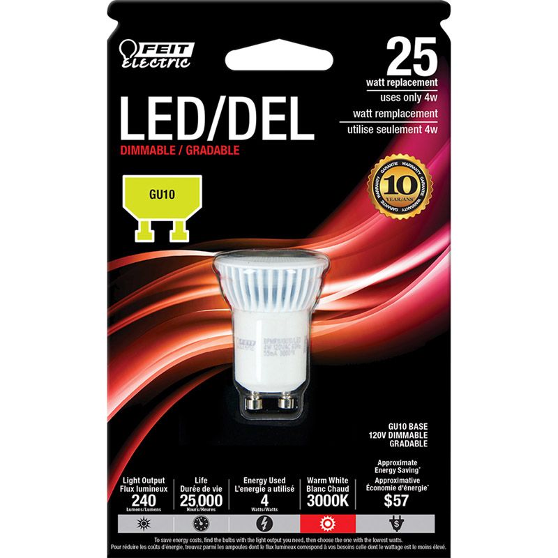 Feit Electric MR11 GU10 LED Bulb Soft White 25 Watt Equivalence 1 pk, 1 of 2