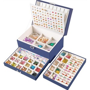 Pink Jewelry Organizer Box for Teens with Earring Holder and Storage - 1 of 4