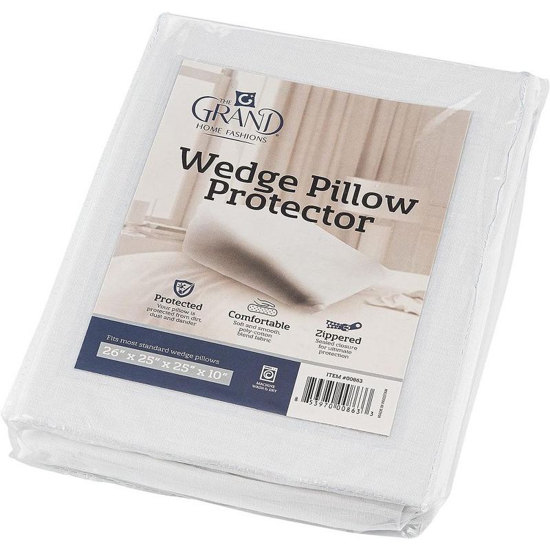 Poly-Cotton Zippered Pillow Protector - Wedge Pillow Cover - Protects from Dirt & Dust, 2 of 8