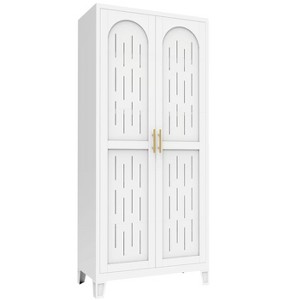 Modern Sideboard Decorative Storage Cabinet, 2 Shapely Doors Cabinet, CENGHU Buffet Cabinet, for Living Room, Kitchen, Bedroom, Hallway, White - 1 of 4