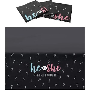 Sparkle and Bash 3 Pack Gender Reveal Party Disposable Plastic Tablecloth, He or She 54 x 108 in - 1 of 4