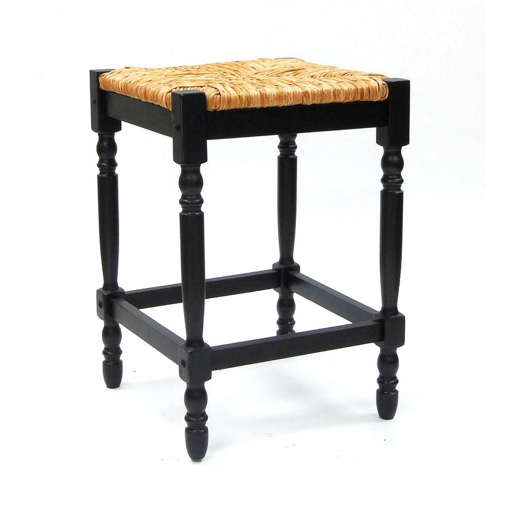 Photos - Chair Carolina Living 24" Turner Counter Height Barstool Black: Antique Finish, Rubberwood Frame, 250lb Capacity