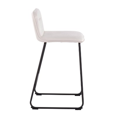 Beyonce 26" Gold Metal and Cream Velvet Modern Counter Stool Set