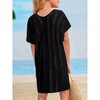 Girls Crochet Beach Cover Up Lightweight U Neck Kids Swimwear Above Knee Beach Cover Up for Girls Beachwear Tops - 2 of 4