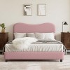 Bed Frame for Kids with Velvet Upholstered Headboard, Cute Low Profile Platform Bed for Girls and Boys - 3 of 4