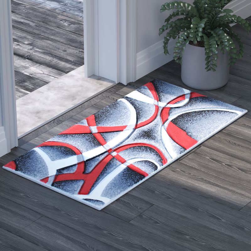 Emma and Oliver Olefin Accent Rug with 3D Sculpted Intersecting Arch Design and Jute Backing, 2 of 7