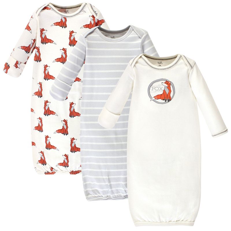 Touched by Nature Baby Boy Organic Cotton Long-Sleeve Gowns 3pk, Boho Fox, 0-6 Months, 1 of 6