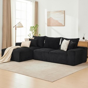 110In Oversized L-Shaped Sofa, Cloud Sectional Couch w/Chaise Throw Pillows, Soft Corduroy Boneless Foam Sofa for Living Rooms, Apartments, Dorms - 1 of 3