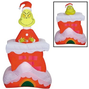 5 Ft. 6" Airblown Inflatable Dr. Seuss How the Grinch Stole Christmas Pop-Up Grinch with Chimney Outdoor Yard Decoration - 1 of 2