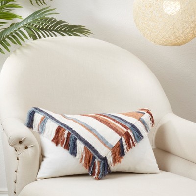 Fringe Fantasy Multicolor Cotton Throw Pillow