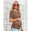 Clearlove Maternity Casual Shirts Women's Puff Short Sleeve T-Shirt Pregnancy Striped Ruched Side Tunic Top - 4 of 4