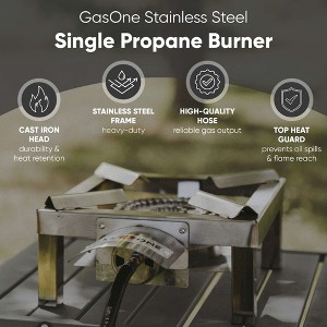 GasOne High Pressure Stainless Steel Single Propane Burner with Heat Shield and Guard - for Camping, Tailgating, Seafood Boil, Home Brewing - 1 of 4