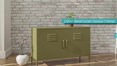 Olive Green Metal Office Locker Cabinet with Adjustable Shelving