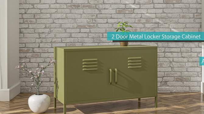RealRooms Shadwick 2 Door Metal Locker Accent Cabinet, 2 of 6, play video