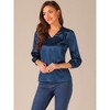 INSPIRE CHIC Women's V Neck 3/4 Sleeve Casual Office Work Satin Blouses - 2 of 4
