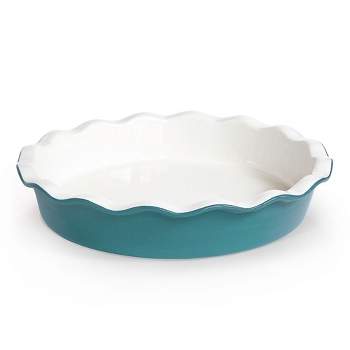 Kook Round Ceramic Pie Dish, 44 oz, Navy