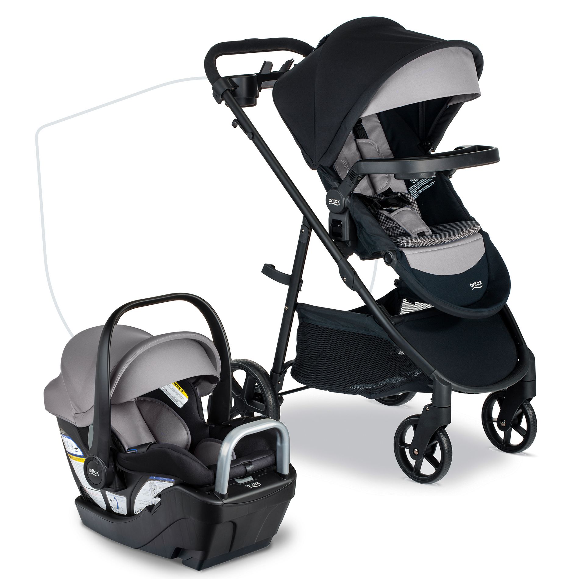 Britax Willow Brook S+ Baby Travel System - Graphite Onyx: Adjustable Harness, Storage Area, Forward or Rear Facing Seat, Steel Frame