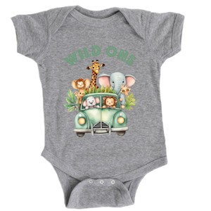 The Juniper Shop Wild One Animals Car Baby Short Sleeve Bodysuit - 1 of 4