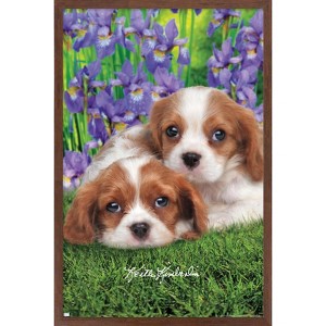 Trends International Keith Kimberlin - Cavalier King Charles Puppies Framed Wall Poster Prints - 1 of 4