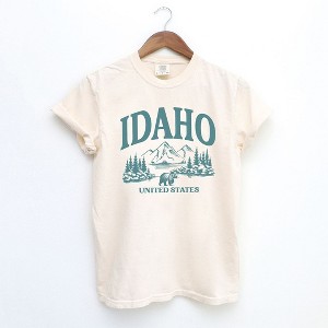 Simply Sage Market Women's Idaho Forest Scene Short Sleeve Garment Dyed Tee - 1 of 4