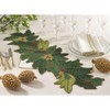 Saro Lifestyle Christmas Holiday Beaded Holly Design Motif Table Runner, Green, 12" x 36" - 2 of 2