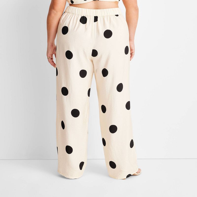 Women's Straight Leg Pants - Future Collective™ with Jenny K. Lopez Cream/Black Polka Dots, 2 of 10
