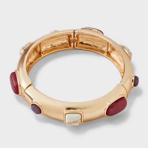 Howlite and Lepidolite Stone Embellished Bracelet - Universal Thread™ Gold/Red/Purple/White - 1 of 4