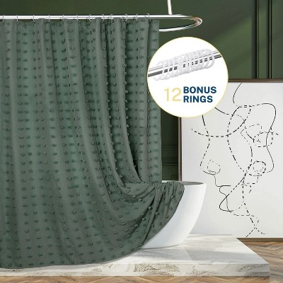 LunaLulinlk Dark Green Boho Farmhouse Shower Curtain for bathroom