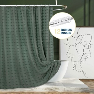 LunaLulinlk Dark Green Boho Farmhouse Shower Curtain for bathroom - 1 of 4