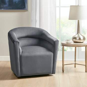  360°Swivel Barrel Accent Chair with Pillows, Velvet
