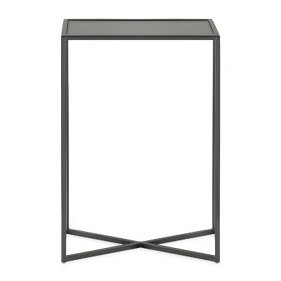 Jaspur Pewter Metal and Glass Rectangular Side Table