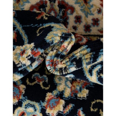 Navy Blue and Ivory Synthetic Square Reversible Area Rug
