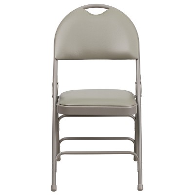 Gray Vinyl High Back Armless Metal Folding Chair Set
