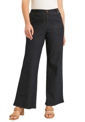 June + Vie by Roaman's Women's Plus Size Curvie Fit Wide-Leg Jeans