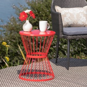 VYNXARIA side table£¬with clean, precise lines£¬Finished with a charming hourglass shape and open cage design£¬Red - 1 of 4