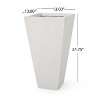 13" Outdoor Modern MGO Small Cast Stone Planter, White - 4 of 4
