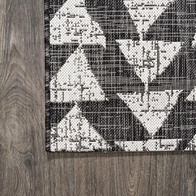 Andratx Black/Ivory Geometric Synthetic Indoor/Outdoor Rug
