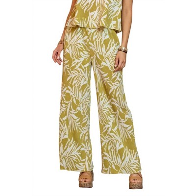 Women's leaf print dress pants - Blu Pepper