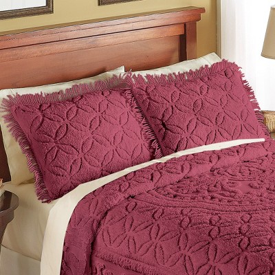 Burgundy Cotton Chenille Fringe Standard Pillow Sham