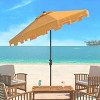 UV Resistant Zimmerman 9 Ft Crank Market Push Button Tilt Umbrella With Flap - PAT8000 - Safavieh - 2 of 4