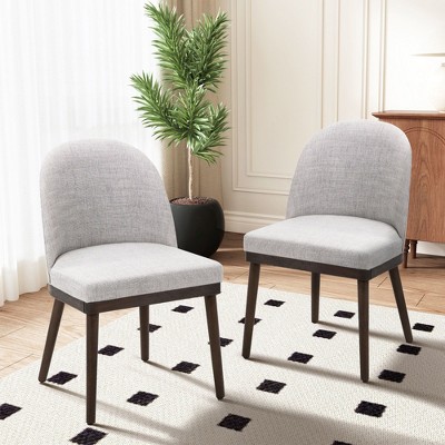 COLAMY Modern Dining Chairs, Upholstered  Dining Room Chairs for Kitchen with Curved Backrest, Set of 2, Light Grey