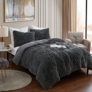 Plush Shaggy Comforter & Pilowsham Set Ultra Soft Luxurious Faux Fur Decorative Fluffy Crystal Velvet Bedding by Sweet Home Collection® - 1 of 3
