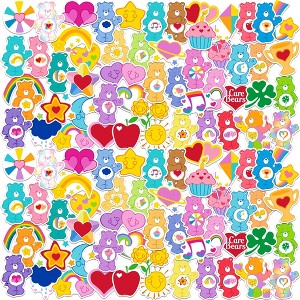 Care Bears and Tummy Emblems 100ct Vinyl Large Deluxe Stickers Variety Pack - 1 of 4