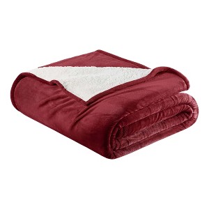 Velvet Plush Blanket with Faux Shearling Reverse - Great Bay Home - 1 of 4