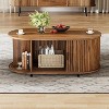 Hommoo Mid Century Oval Coffee Table with Storage Rustic Brown - 4 of 4