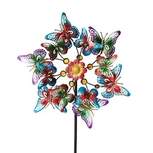 The Lakeside Collection Windspinner Stakes Garden Metallic Butterfly Ladybug And Hummingbird - Butterfly - 1 of 4