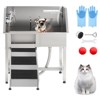 coucheta 38" Professional Stainless Steel Dog Washing Station – Dog Bathtub with Ramp, Non-Slip Grate, Left Stairs & Sliding Door for - 2 of 4