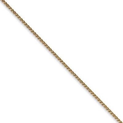 Black Bow Jewelry 1mm 14k Yellow Gold Solid Diamond Cut Spiga Chain Necklace
