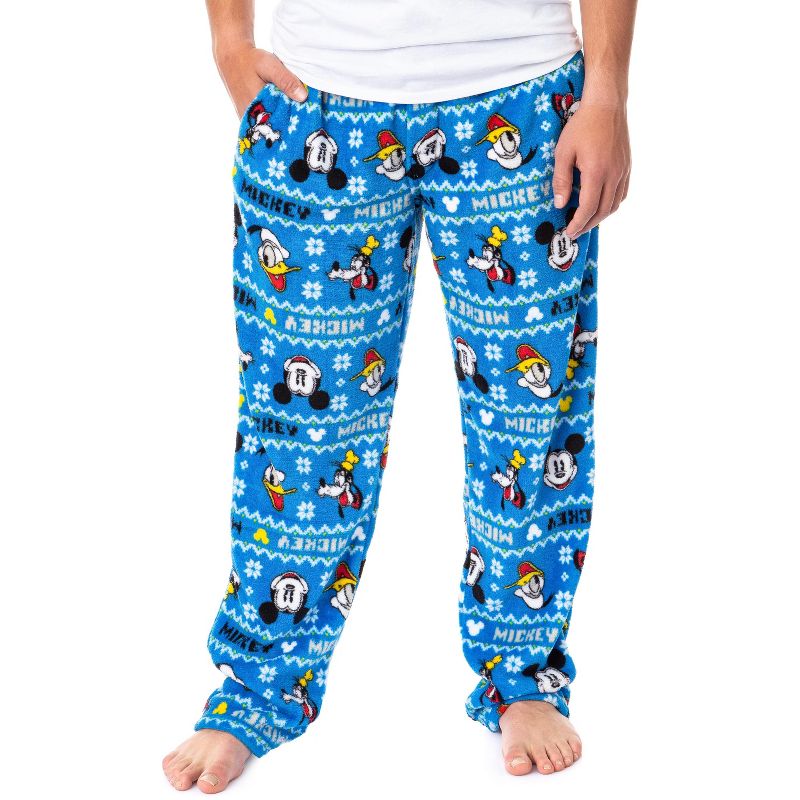 Disney Men's Mickey Mouse Goofy Donald Fair Isle Pajama Pants Big And Tall, 1 of 6