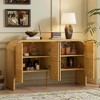 TIRAMISUBEST Retro 4-Door Buffet Storage Cabinet, Rounded Corner Accent Sideboard Cabinet with Adjustable Shelf - 3 of 4